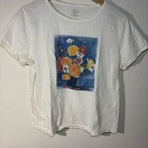 J. Crew Women's cream  Tee with Floral Print size L